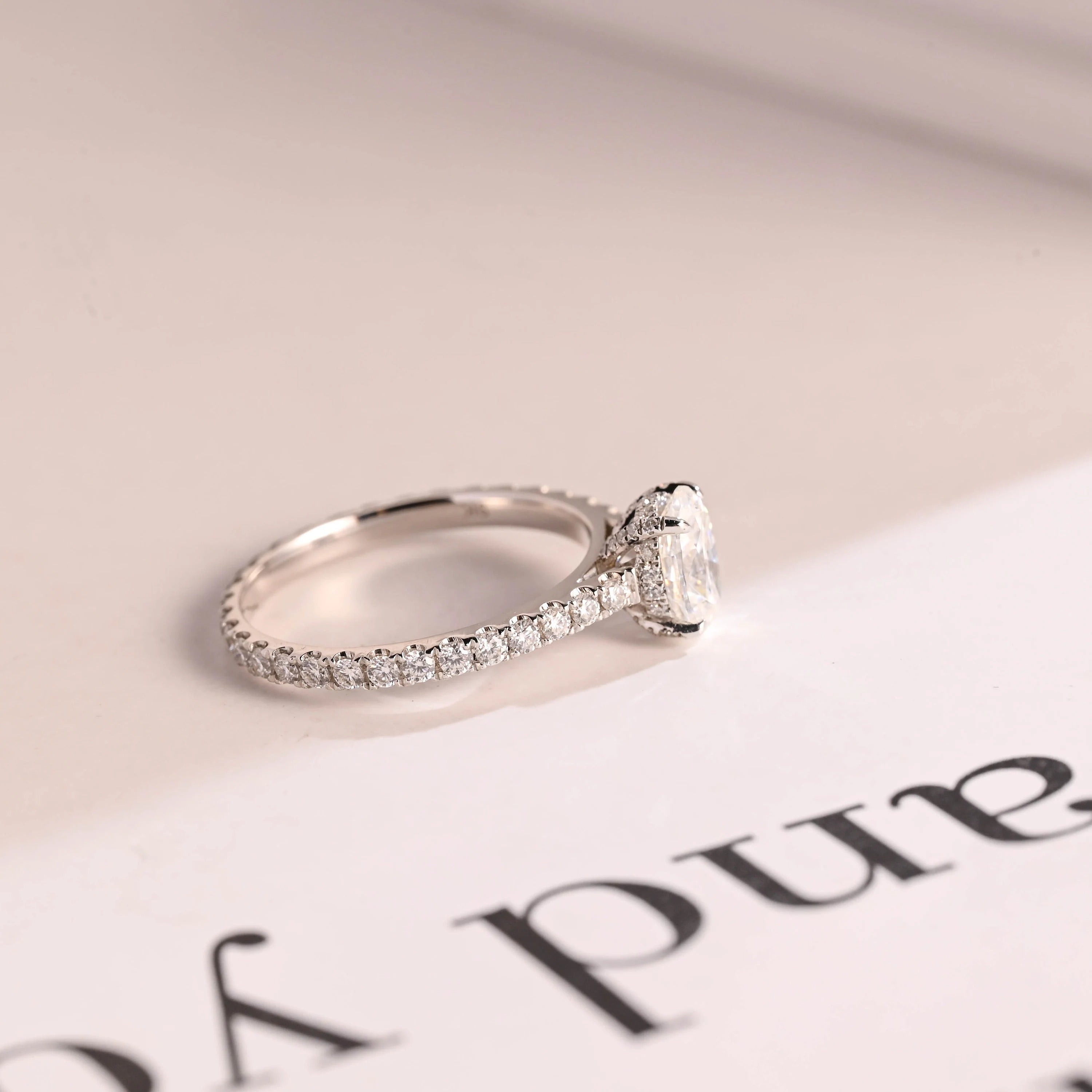 Solid Gold Oval Cut Moissanite Engagement Ring, Proposal Ring