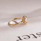 Solid Gold Sunflower Round Moissanite Engagement Ring, Dainty Promise Ring