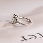 Solid Gold Half Eternity Princess Cut Moissanite Engagement Ring, Promise Ring