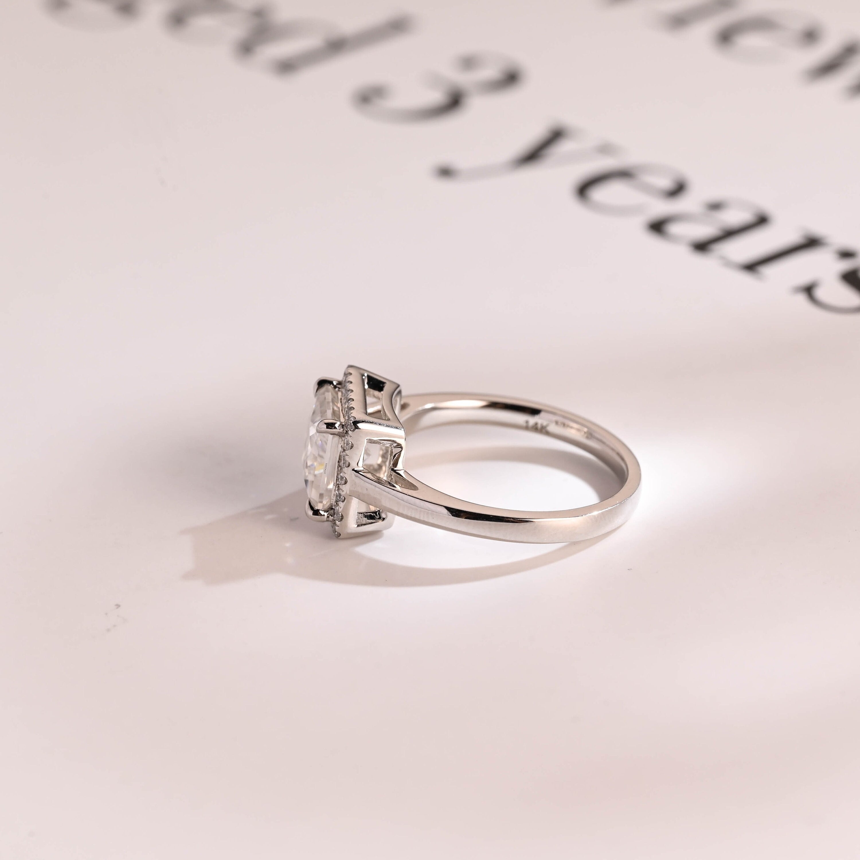Solid Gold Princess Cut Moissanite Engagement Ring, Promise Ring