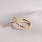 Solid Gold Tulip Flower Pave Crushed Ice Pear Moissanite Engagement Ring