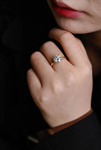 Solid Gold Round Cut Moissanite Engagement Ring, Anniversary Gift for Her