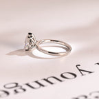 Solid Gold Pear Moissanite Engagement Ring with Accent Stone, Tear Drop Ring