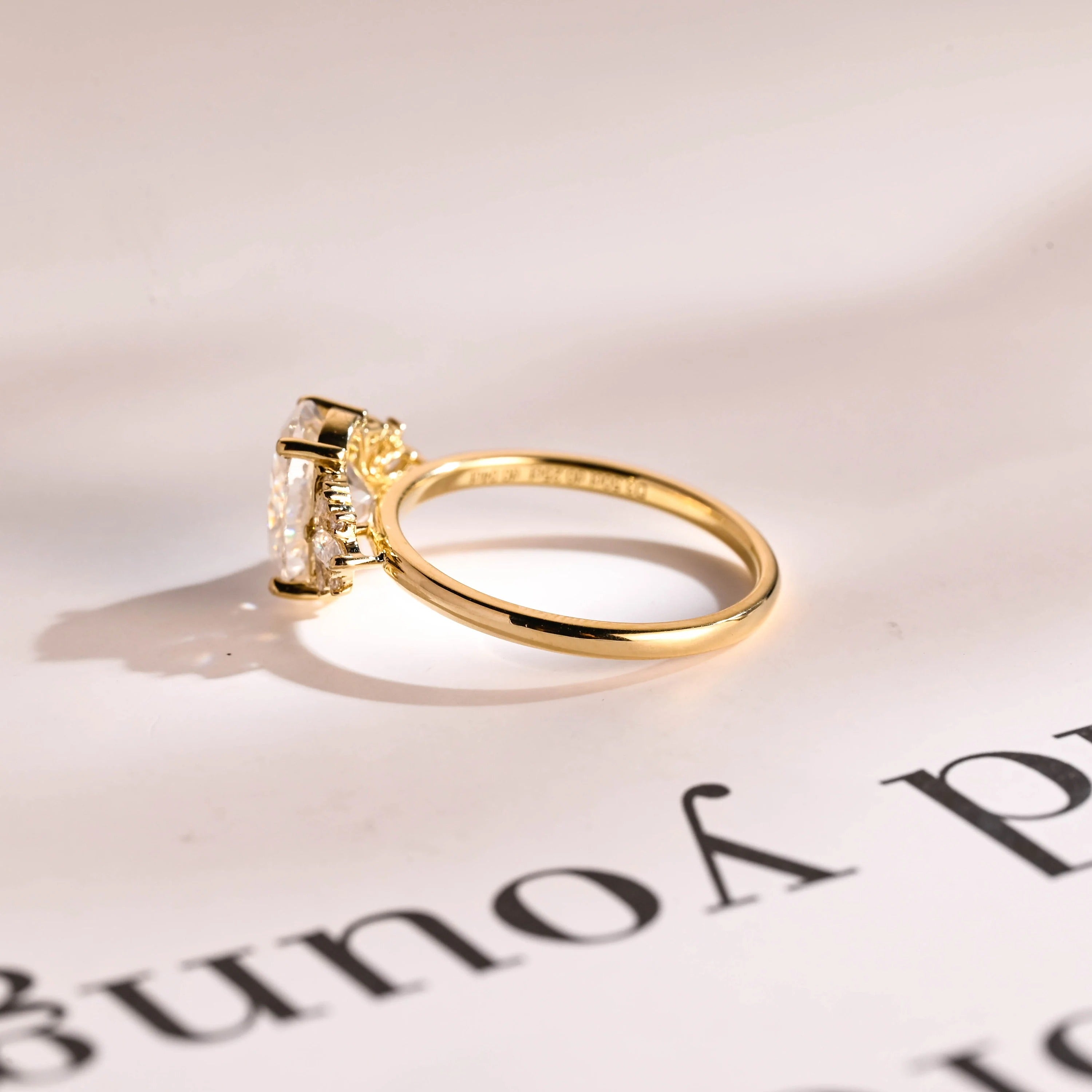 Solid Gold Oval Cut Moissanite Engagement Ring, Anniversary Gift for Women