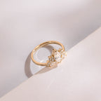 Solid Gold Marquise Moissanite Engagement Ring with Accent Stones