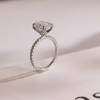 Solid Gold Crushed Ice Elongated Oval Moissanite Engagement Ring