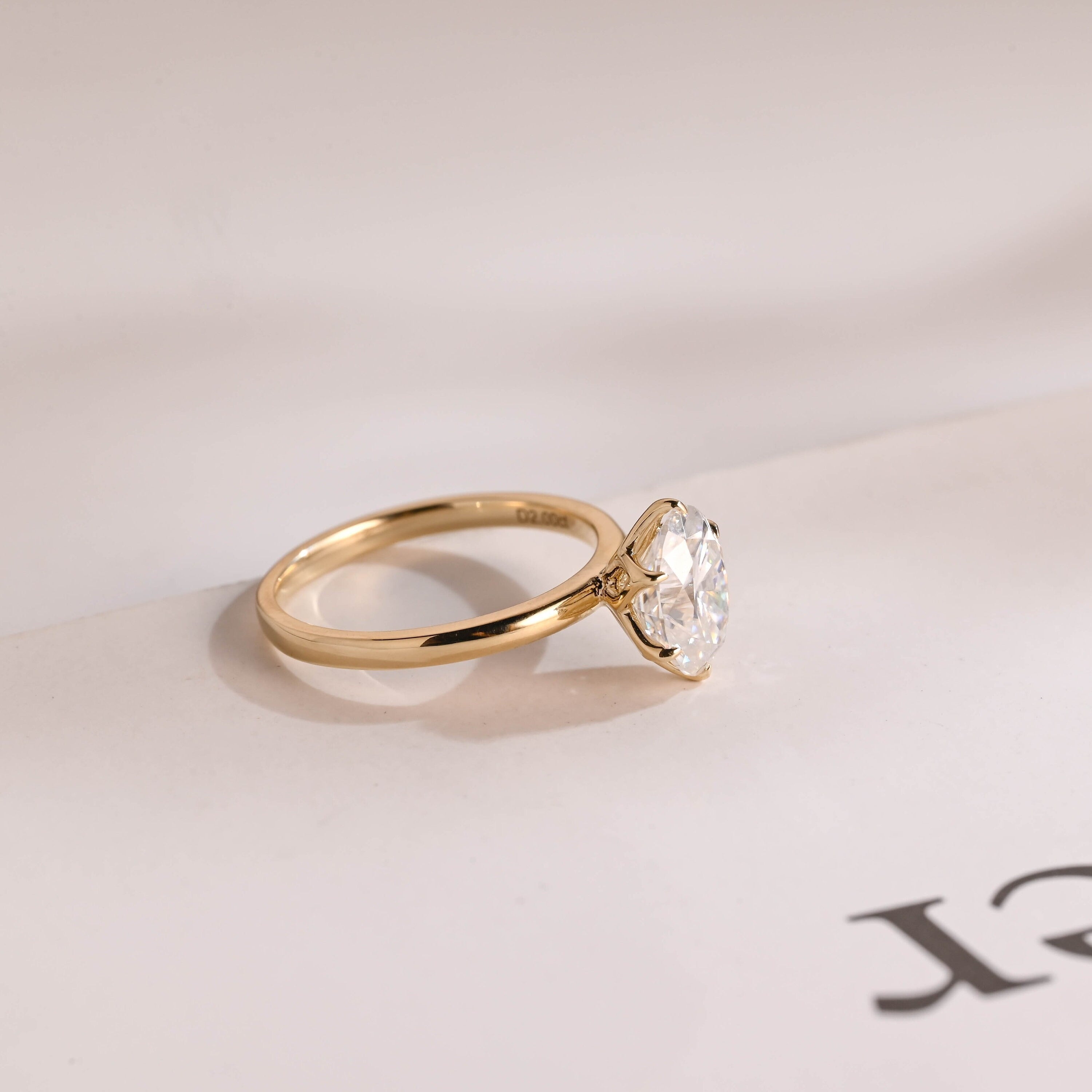 Solid Gold Minimalist Flower Oval Moissanite Engagement Ring, Promise Ring