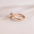 Solid Gold Double Prongs Oval Moissanite Engagement Ring, Promise Ring