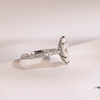 Solid Gold Marquise Cut Moissanite Engagement Ring with Hidden Halo