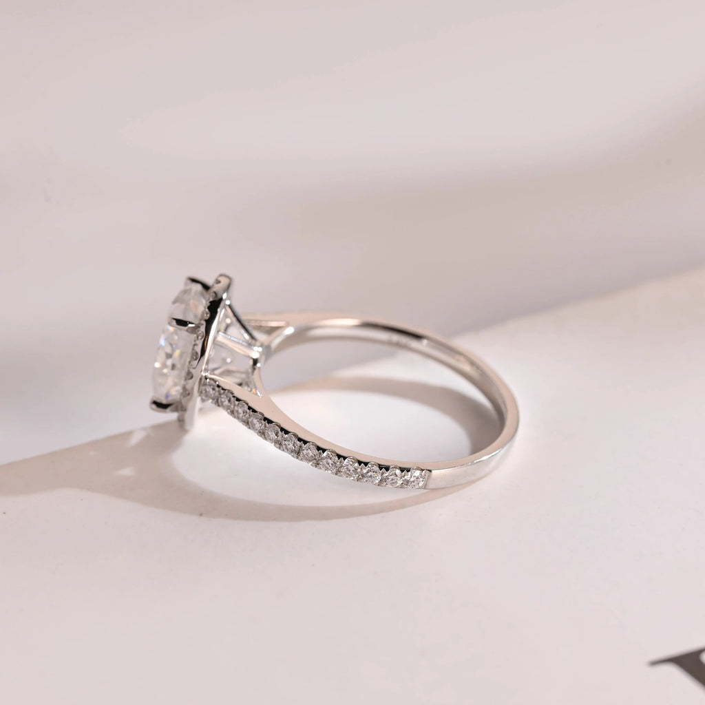Solid Gold Oval Moissanite Engagement Ring with Ruby & Emerald (Copy)