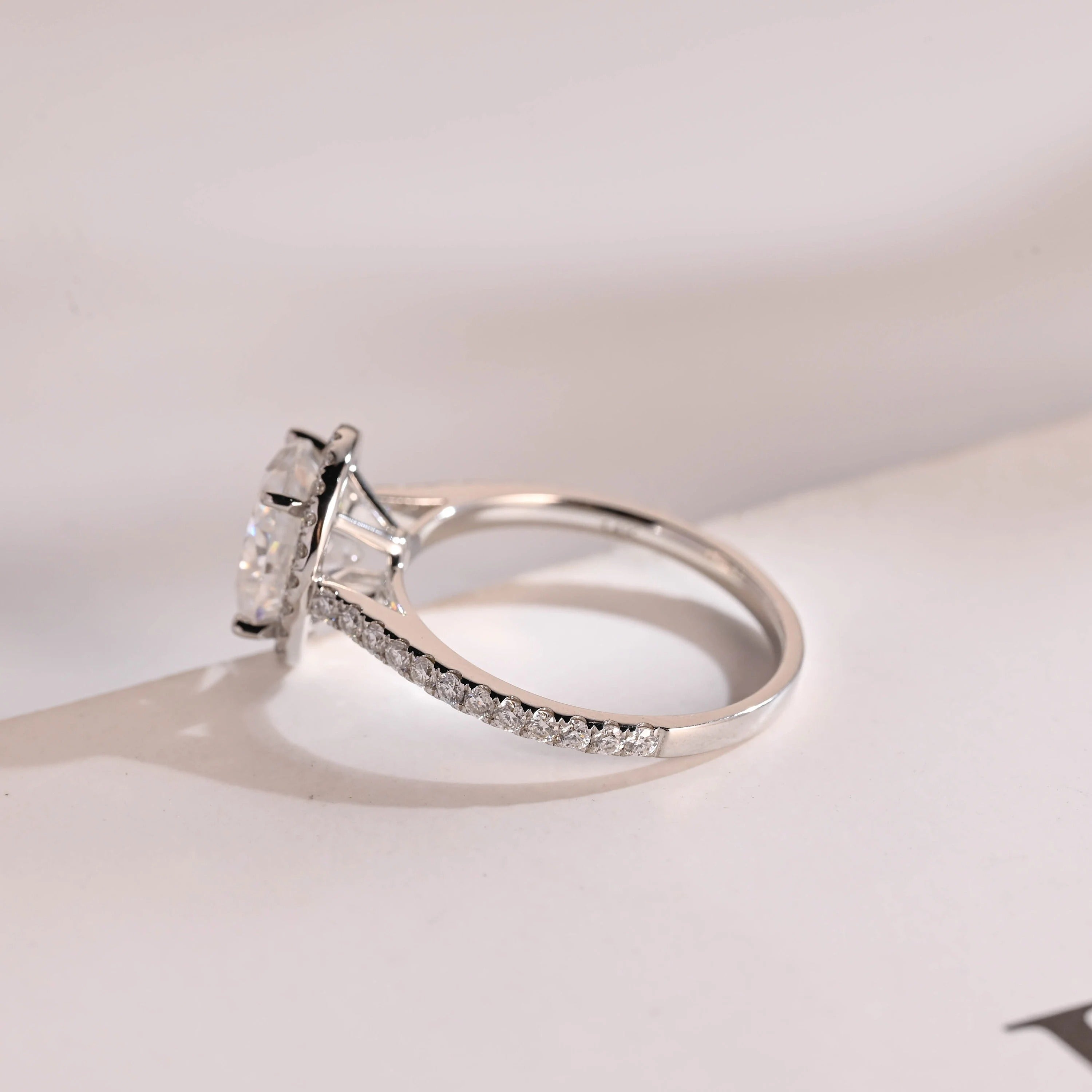 Solid Gold Oval Moissanite Engagement Ring with Ruby & Emerald (Copy)