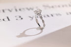 Solid Gold Oval Moissanite Engagement Ring, Twisted Band Half Eternity Bridal Ring