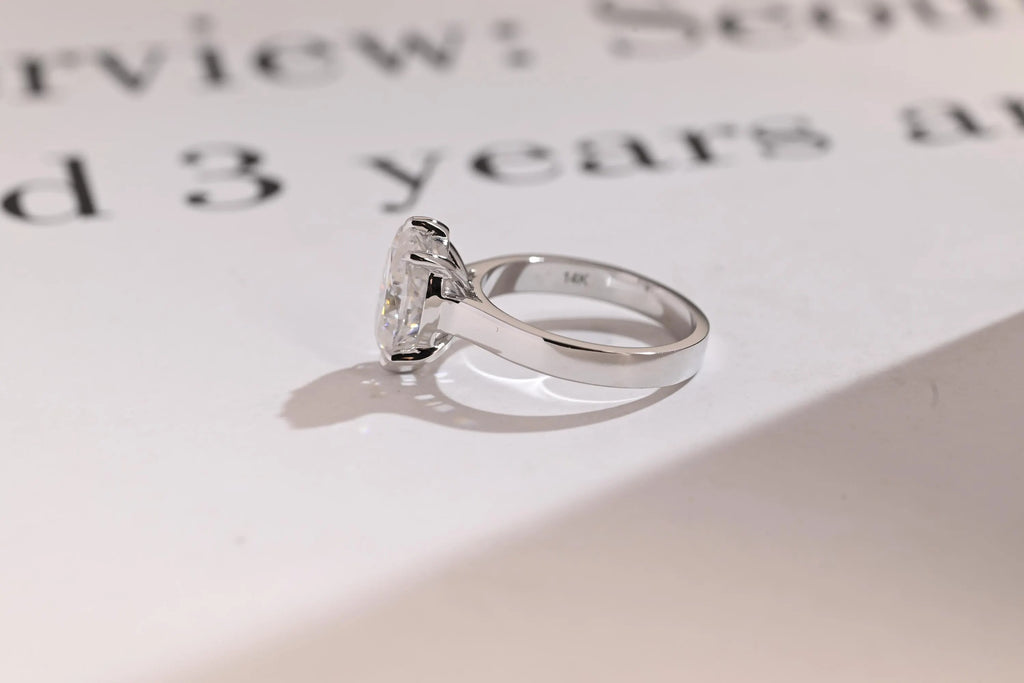 Solid Gold 3mm Band Oval Moissanite Engagement Ring, Promise Ring