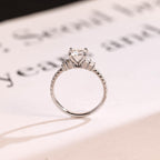 Solid Gold Round Moissanite Engagement Ring, Half Eternity Promise Ring
