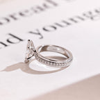 Solid Gold 4mm Wide Band, Marquise Moissanite Engagement Ring