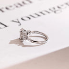 Solid Gold Oval Cut Moissanite Engagement Ring, Dainty Leaf Ring