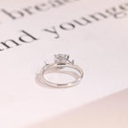Solid Gold Round Moissanite Engagement Ring, Nature Inspired Proposal Ring