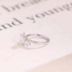 Solid Gold Leaf Ring, Marquise Moissanite Engagement Ring, Proposal Ring