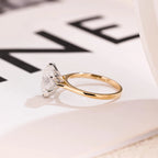 Solid Gold Oval Moissanite Engagement Ring, Six Prongs Promise Ring