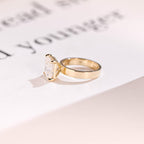 Solid Gold Princess Moissanite Engagement Ring, 3mm Wide Band Bridal Ring