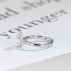 Solid Gold Pear Moissanite Engagement Ring with Hidden Halo