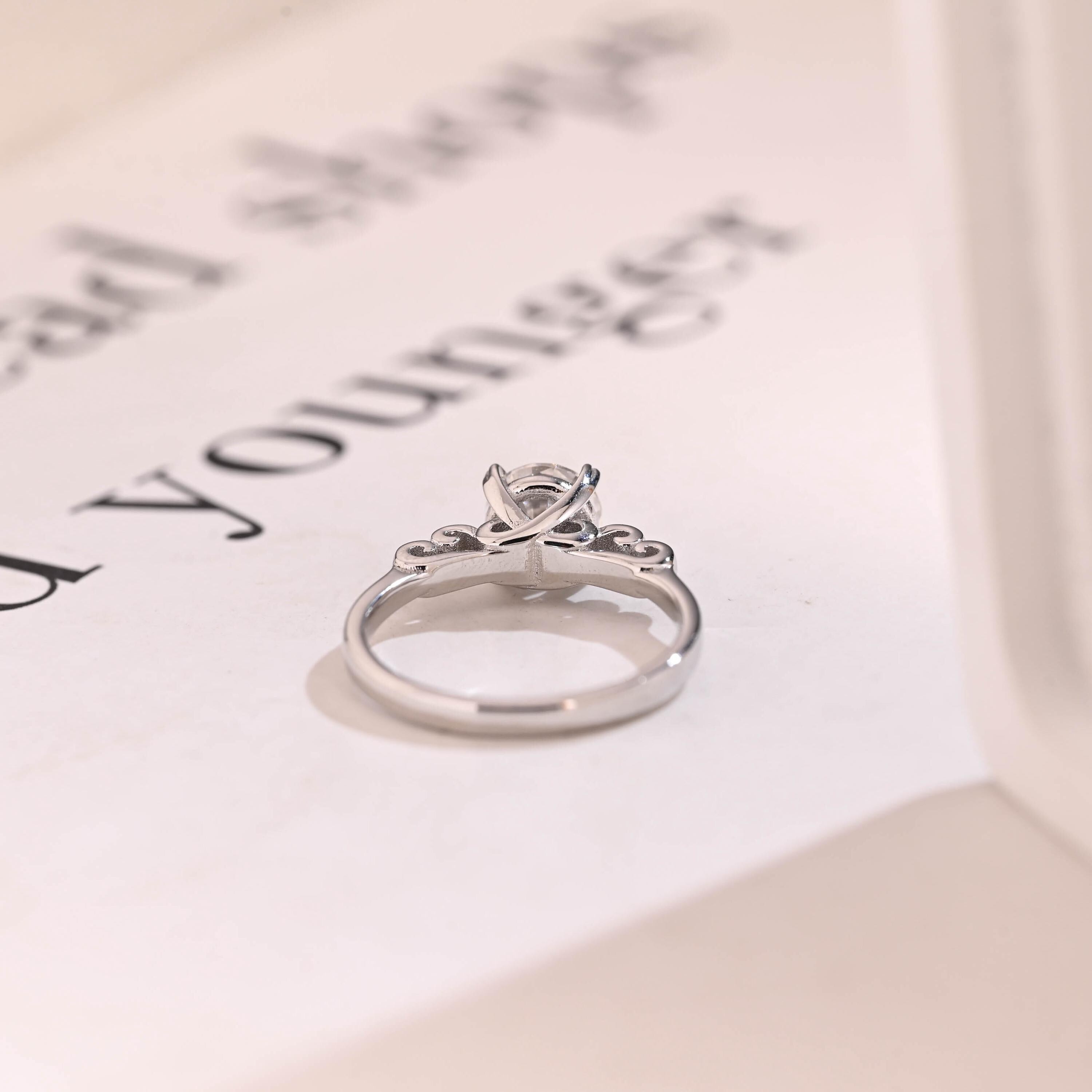 Dainty Solid Gold Round Moissanite Engagement Ring, Promise Ring