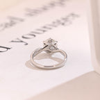 Solid Gold Floral Round Moissanite Engagement Ring, Twisted Band Anniversary Ring