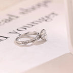 Solid Gold Oval Moissanite Tulip Flower Half Pave Engagement Ring