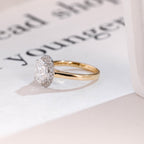 Solid Gold Oval Moissanite Engagement Ring, Two Tone Promise Ring