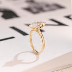 Solid Gold Tulip Floral Ring, Marquise Moissanite Engagement Ring, Cathedral Ring