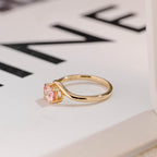 Solid Gold Oval Cut Moissanite Pink Sapphire Engagement Ring, Promise Ring