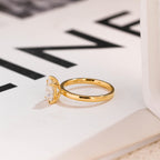 Solid Gold Minimalist Pear Moissanite Engagement Ring, Dainty Promise Ring