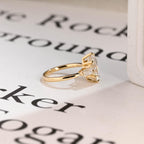 Solid Gold Three Stone Ring, Marquise Moissanite Engagement Ring