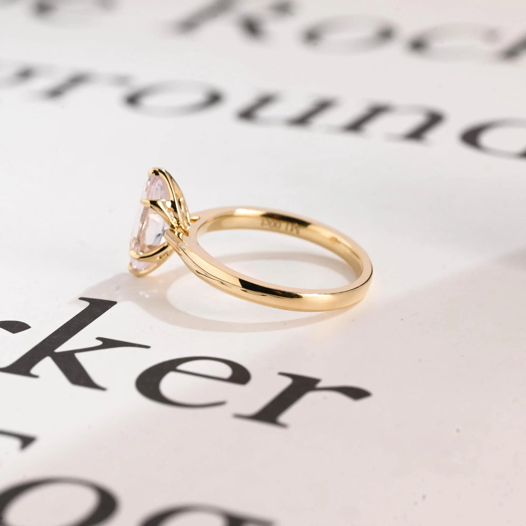 Solid Gold Tulip Floral Marquise Moissanite Engagement Ring
