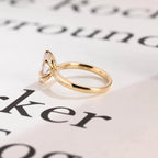 Solid Gold Tulip Floral Marquise Moissanite Engagement Ring