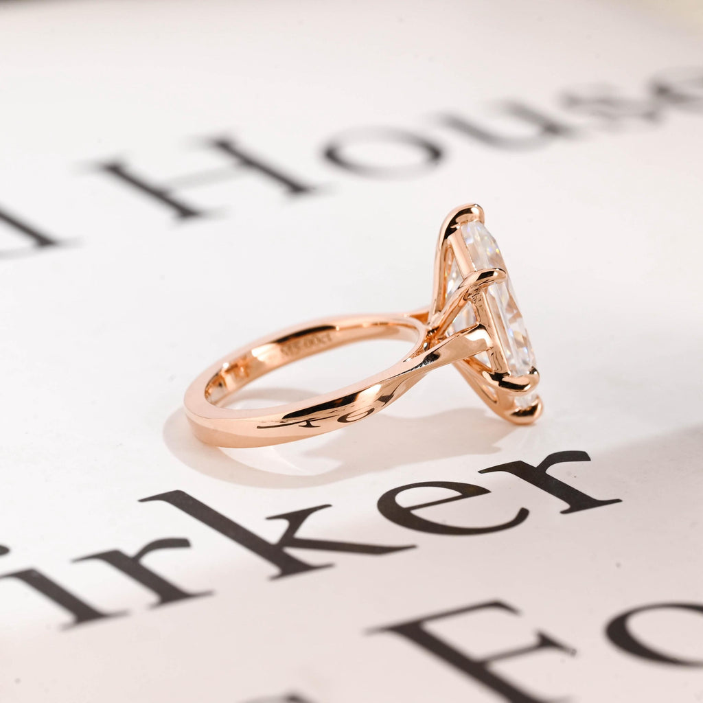 Solid Gold Dutch Marquise Moissanite Ring, Timeless Engagement Ring