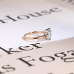 Solid Gold Two Tone Princess Cut Moissanite Engagement Ring, Proposal Ring