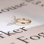 Solid Gold Two Tone Pear Cut Moissanite Engagement Ring, Unique Anniversary Ring