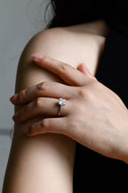 Solid Gold Princess Cut Moissanite Engagement Ring, Art Deco Ring