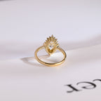 Solid Gold Marquise Cut Halo Moissanite Engagement Ring, Bridal Ring for Women