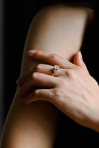 Solid Gold Oval Cut Moissanite Engagement Ring, Vintage Promise Ring