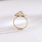Solid Gold Marquise Cut Moissanite Engagement Ring, Three Stone Ring