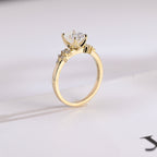Solid Gold Oval Cut Moissanite Engagement Ring, Promise Ring