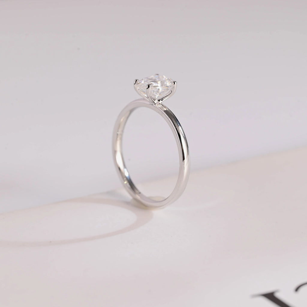 Solid Gold Pear Cut Moissanite Engagement Ring,