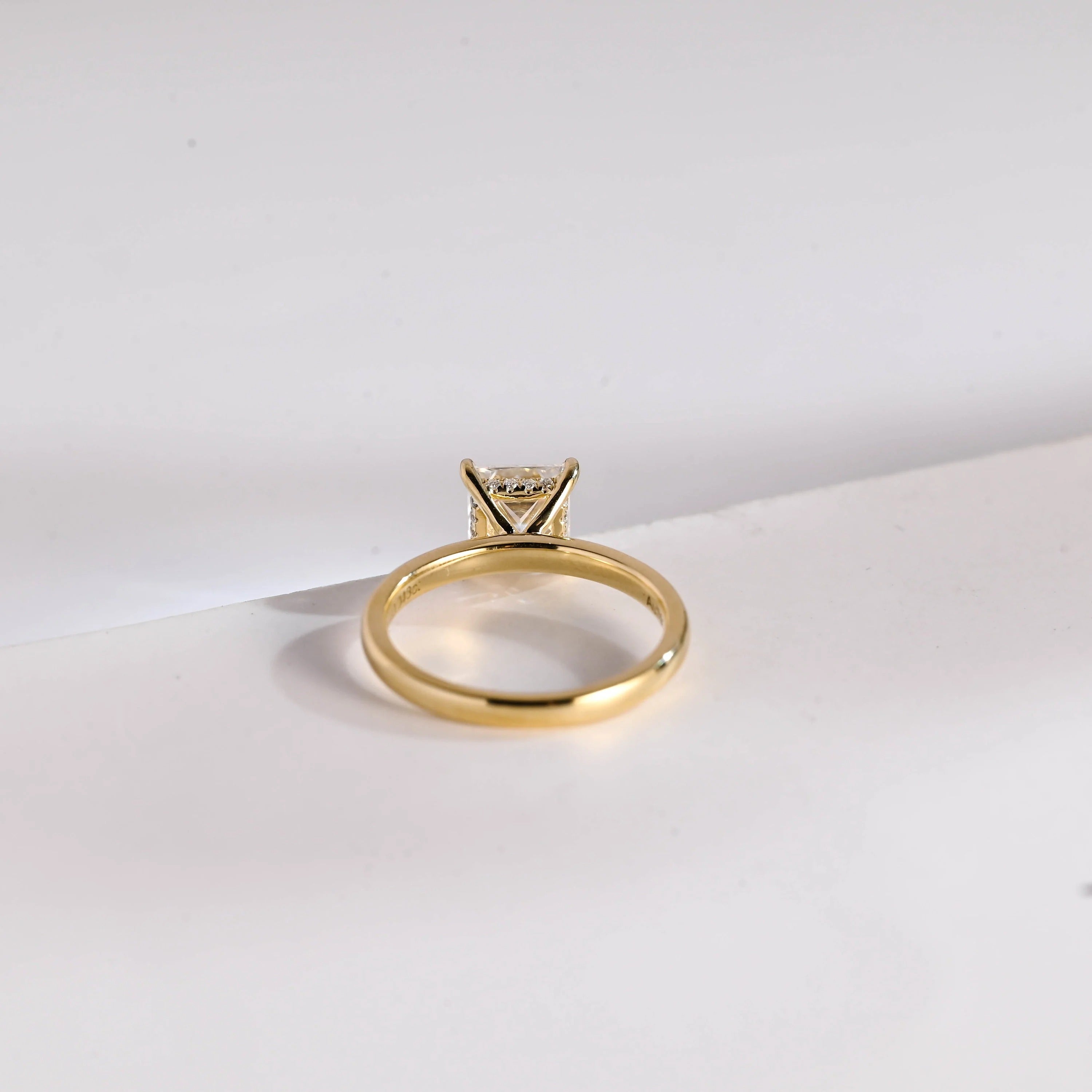 Solid Gold Princess Cut Moissanite Engagement Ring, Promise Ring