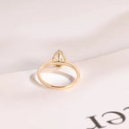 Solid Gold Pear Moissanite Engagement Ring, Flower Halo Promise Ring for Her