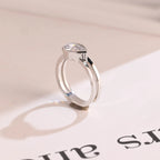Solid Gold Pear Cut Moissanite Engagement Ring, Double Band Ring