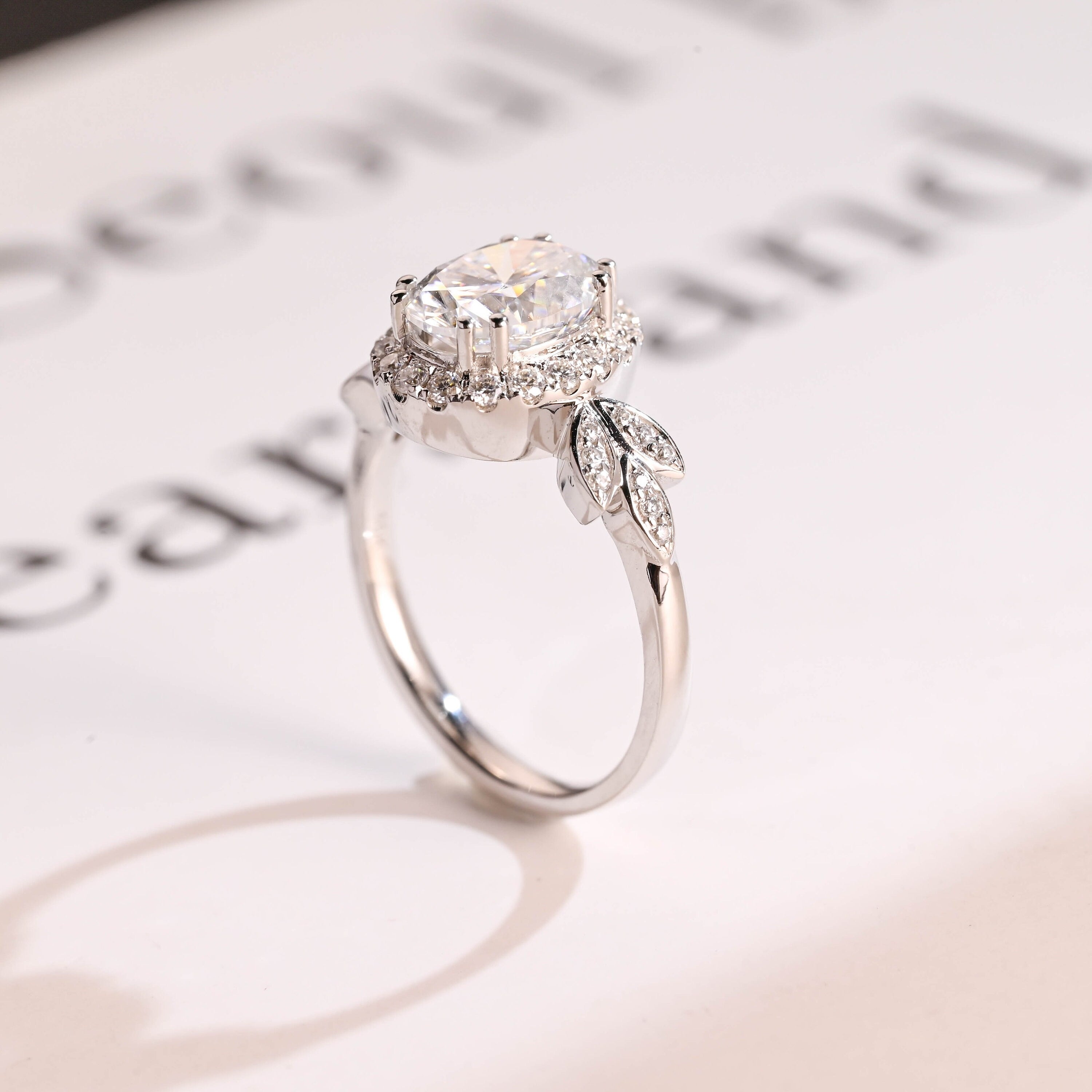 Solid Gold Oval Cut Moissanite Engagement Ring, Wedding Ring Secondary image