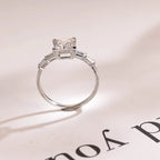 Solid Gold Princess Cut Moissanite Engagement Ring, Dainty Promise Ring