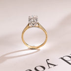 Solid Gold Oval Cut Moissanite Engagement Ring, Two Tone Ring